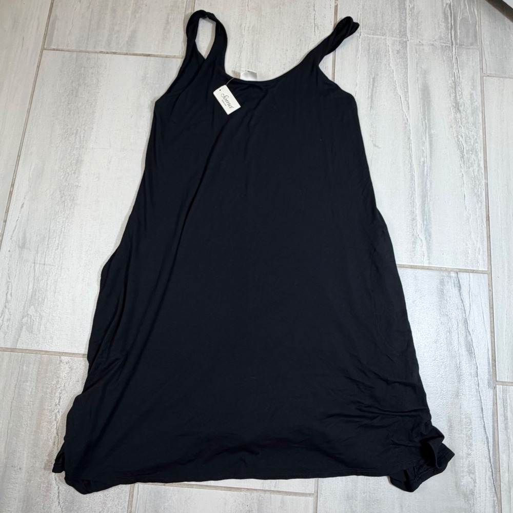 Soma Tank Hi Lo Dress SD Sleeveless Black Rayon Spandex M NEW